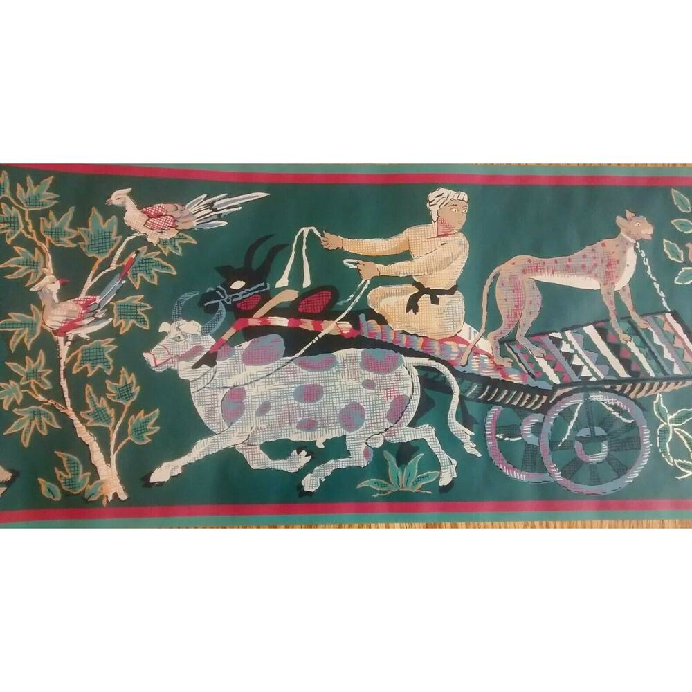 York Wallpaper Border 9" Farming, Ethnic, Animal Theme - Green - 5 yds
